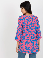 Hurt Turkusowo-różowa bluzka z nadrukiem i dekoltem V SUBLEVEL