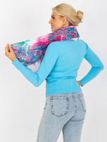 Hurtownia Biało-fuksjowa bawełniana chusta damska we wzory