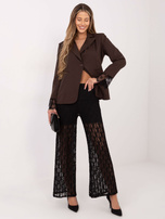 Czarne koronkowe spodnie z szeroką nogawką