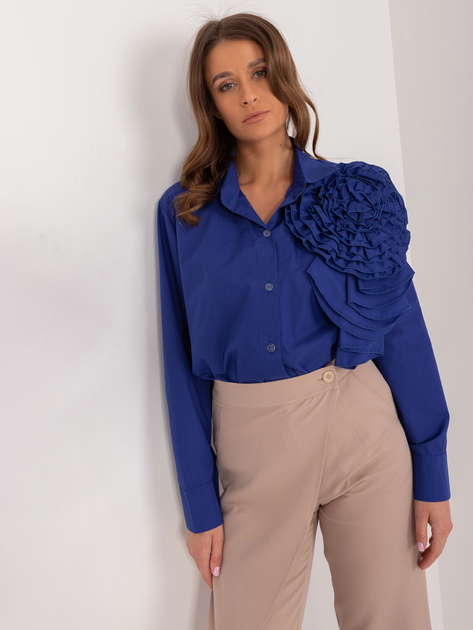 Hurtownia Kobaltowa koszula klasyczna z aplikacją