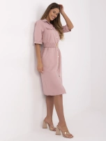Dirty pink short-sleeved shirt dress.