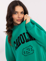 Hurt Turkusowa dresowa bluza bez kaptura z haftem