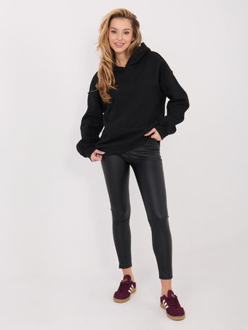 Czarna ocieplana bluza z kapturem