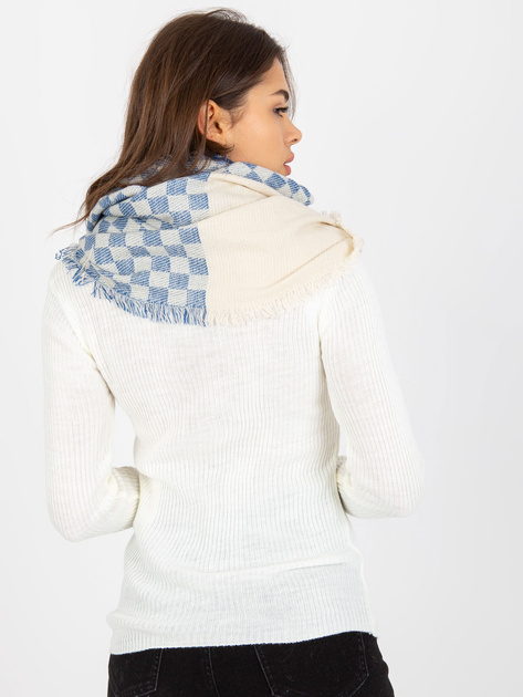 Hurt online Ecru-ciemnoniebieski damski komin w kratę