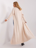 Hurtownia Jasnobeżowy maxi kardigan z kieszeniami 