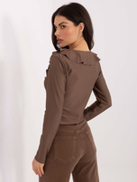 Brązowa krótka bluzka z wiązaniem 