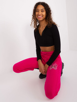 Hurt Fuksjowe damskie spodnie dresowe z dżetami