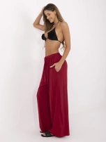 Burgundy summer trousers made of viscose.