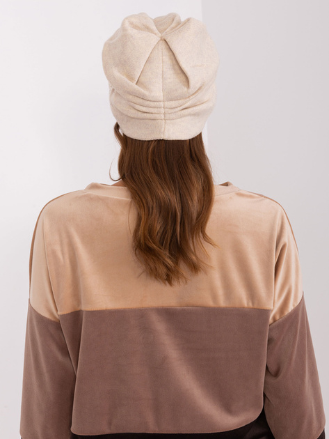 Hurt Jasnobeżowa czapka z kwiatem