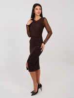 Czekoladowa dopasowana spódnica z bawełny BASIC FEEL GOOD 