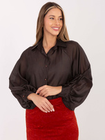 Czekoladowa koszula z bufiastym rękawem