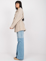 Beżowy krótki płaszcz z zapięciem na guziki