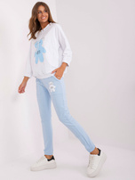 Hurt Ecru-jasnoniebieski komplet dresowy z nadrukiem