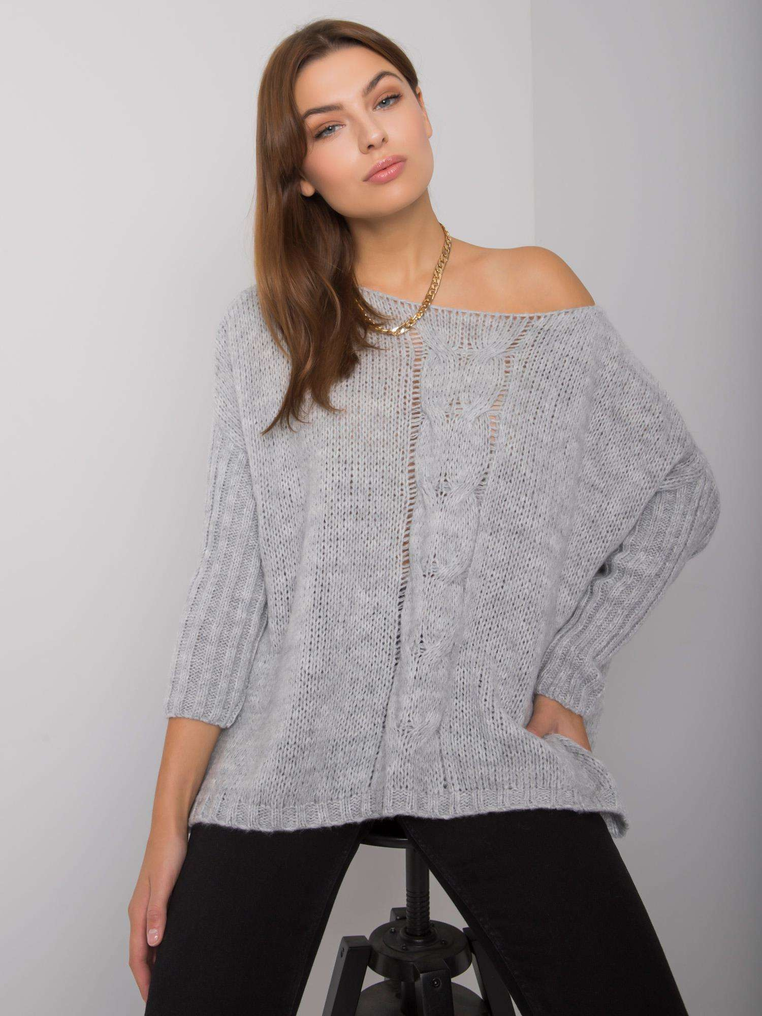 Grauer lockerer Pullover Tiffianie OCH BELLA.