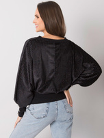 Hurtownia Czarna bluzka wizytowa z długim rękawem RUE PARIS 