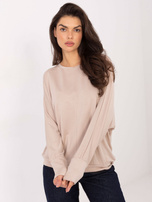 Beżowa casualowa bluzka z długim rękawem