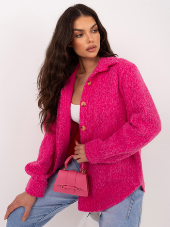 Fuksjowa koszulowa kurtka z dzianiny boucle RUE PARIS 