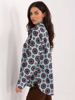 Miętowa klasyczna koszula z nadrukiem 