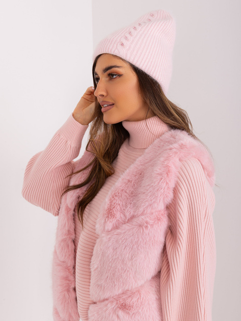 Hurtownia Jasnoróżowa czapka damska zimowa