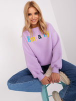 Hurt Jasnofioletowa bluza bez kaptura z napisem 