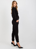 Hurt Czarny komplet casualowy z bluzą z odkrytymi plecami