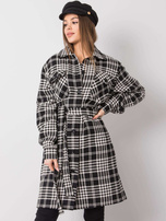 Elina black and white plaid coat