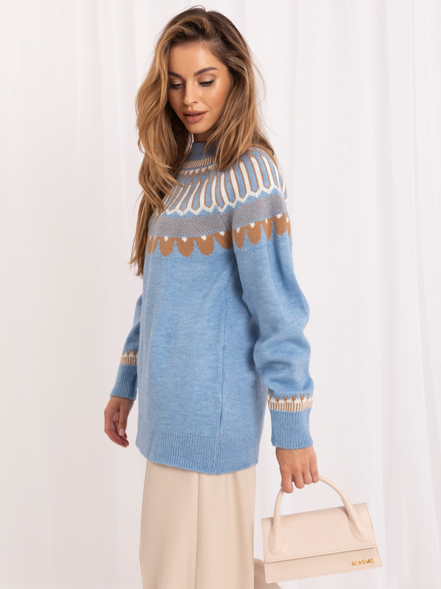 Großhandel Blaues klassisches Sweater mit Muster RUE PARIS.