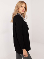 Hurt Czarny damski sweter oversize z błyszczącą nitką