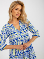Hurt Dunkelblaue Boho-Kleid mit Mustern aus Viskose SUBLEVEL.