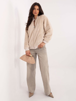 Jasnobeżowa dwustronna kurtka z suwakiem