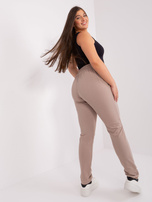 Hurt Beżowe spodnie dresowe plus size z prostymi nogawkami