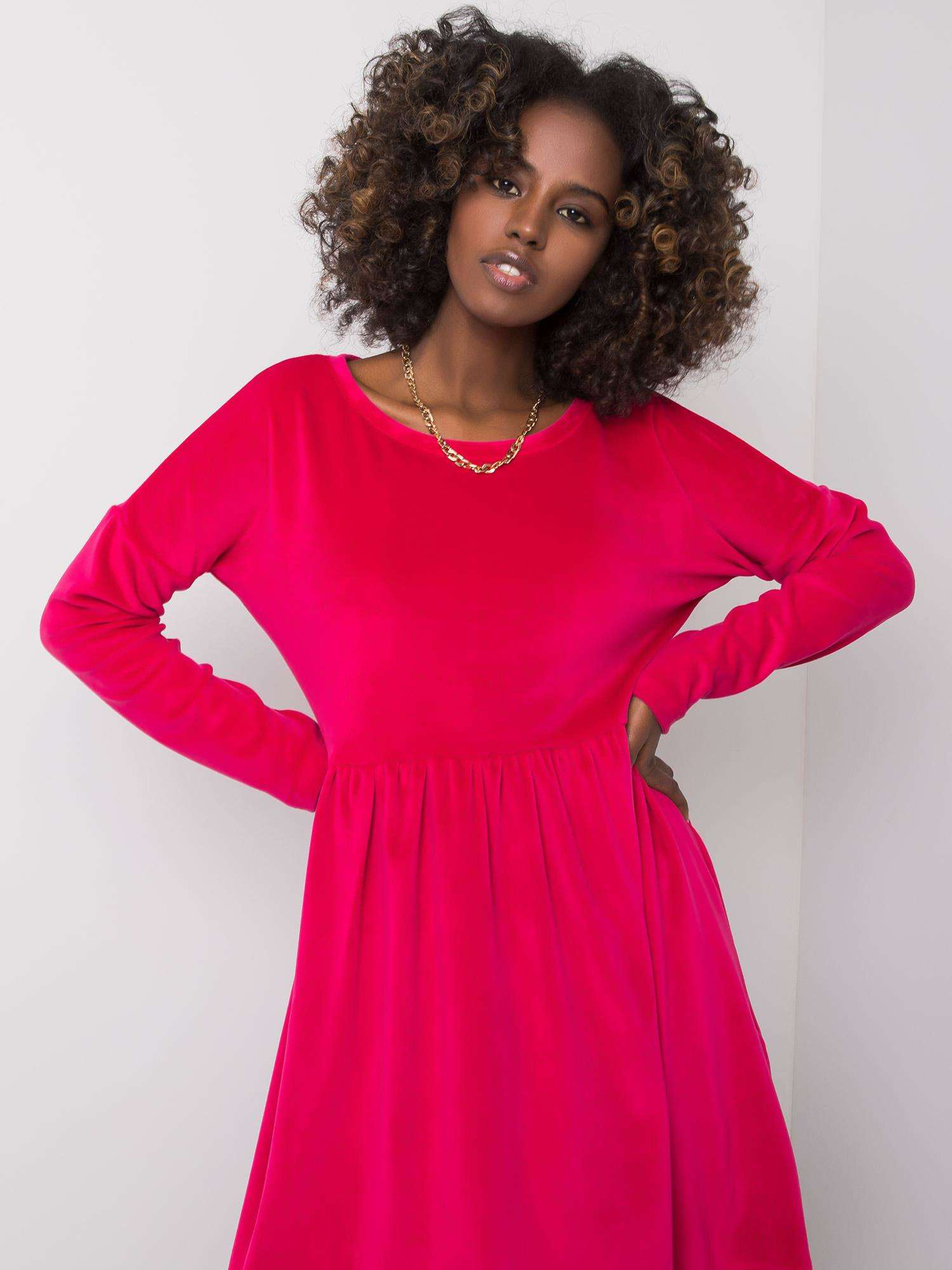 Fuchsia velour dress Mauriel RUE PARIS