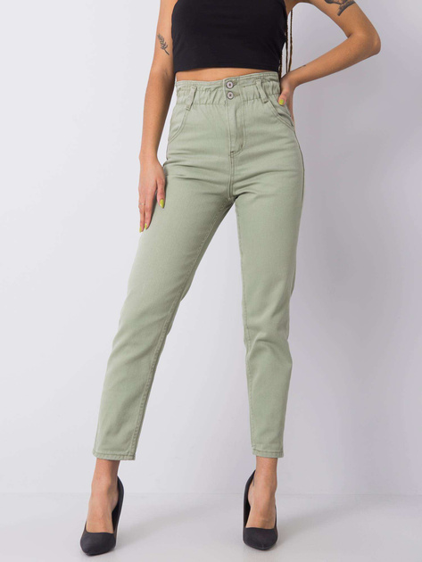 Khaki jeansy z wysokim stanem Beatrix RUE PARIS