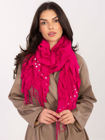 Fuksjowa damska chusta z frędzlami