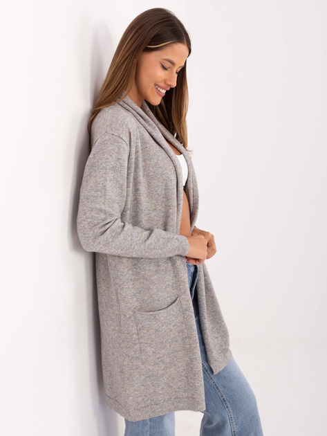 Szary damski kardigan do kolana