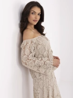 Beżowa koronkowa bluzka hiszpanka z wiązaniem