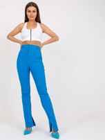 Biały prążkowany crop top basic z zamkiem RUE PARIS