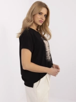 Black women's short-sleeve blouse.