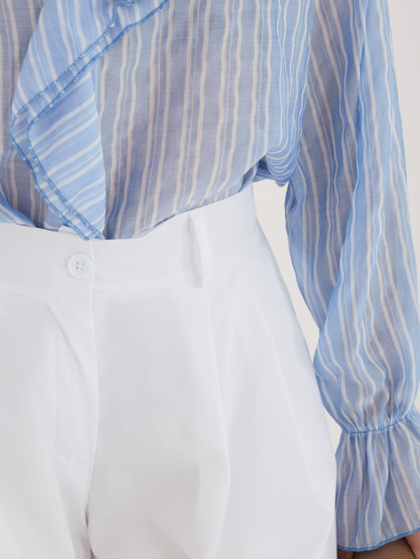 Białe damskie spodnie palazzo z zakładkami RUE PARIS