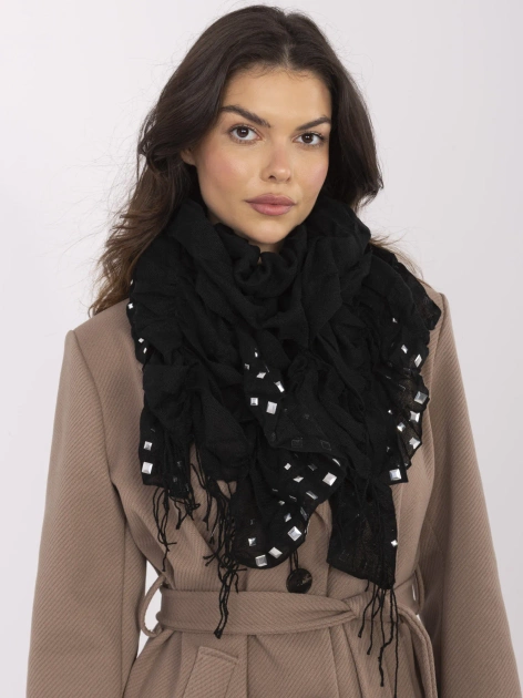 Czarna damska chusta z aplikacjami