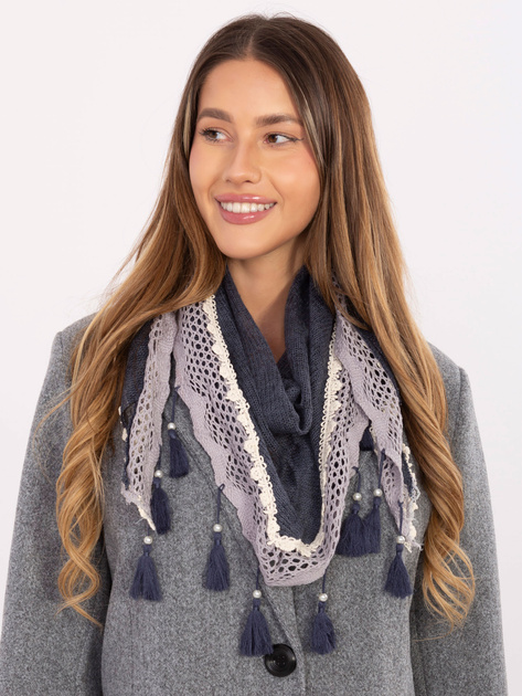 Ciemnoniebieska trójkątna chusta z wiskozy