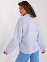 Hurt Jasnoniebiesko-biała casualowa koszula z naszywką