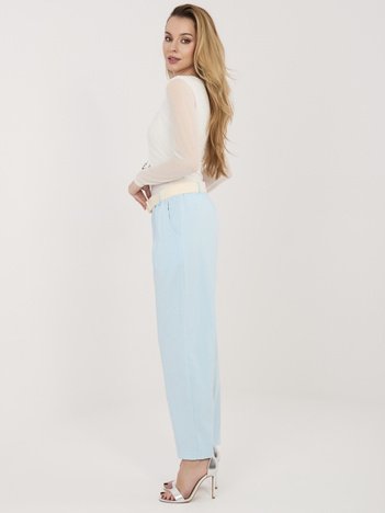 Jasnoniebieskie materiałowe spodnie z wysokim stanem