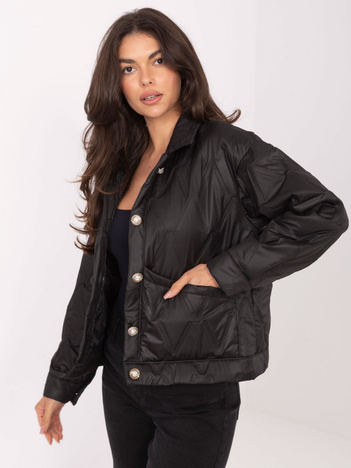 Czarna przejściowa kurtka z guzikami RUE PARIS