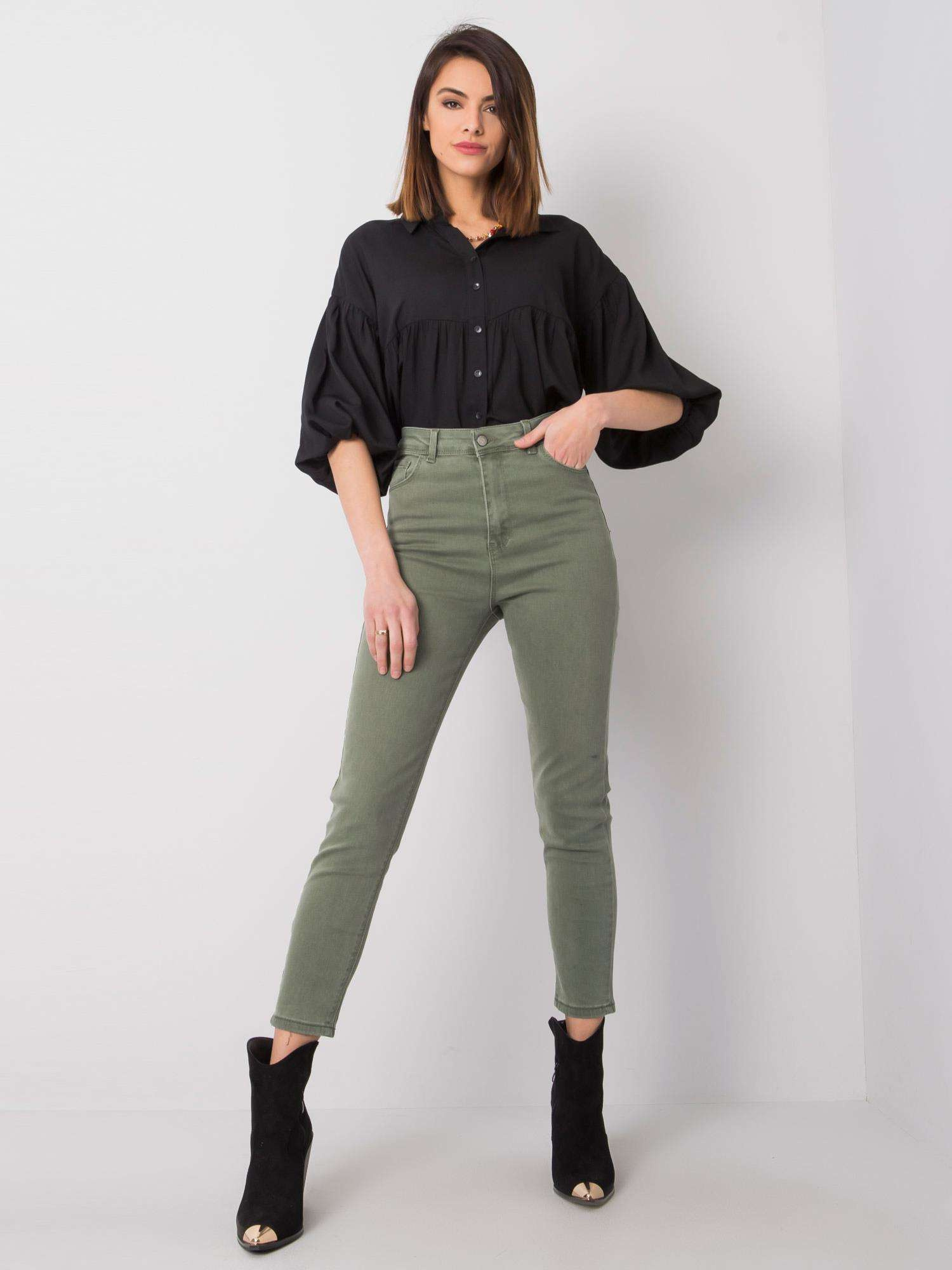 Khaki high waist jeans Idris RUE PARIS