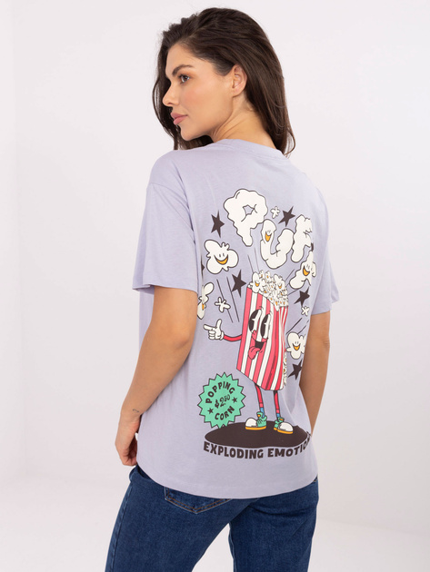 Liliowy bawełniany t-shirt z nadrukiem SUBLEVEL