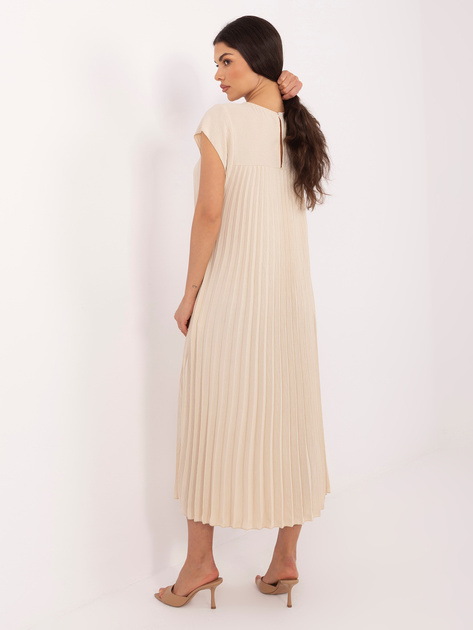 Beżowa koktajlowa sukienka bez rękawów RUE PARIS