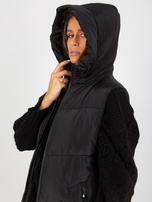 Hurt Czarna kamizelka puchowa z kapturem i pikowaniem