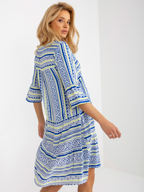 Hurt Ciemnoniebieska boho sukienka we wzory z wiskozy SUBLEVEL