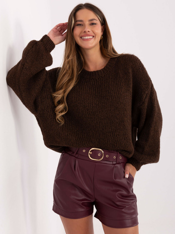 Burgundowe skórzane szorty z paskiem RUE PARIS